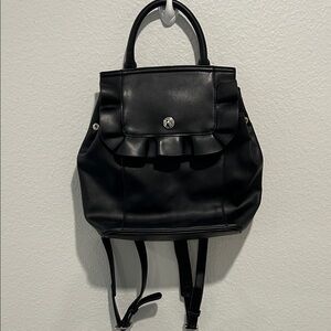Nine West Black Ruffled Mini Backpack
